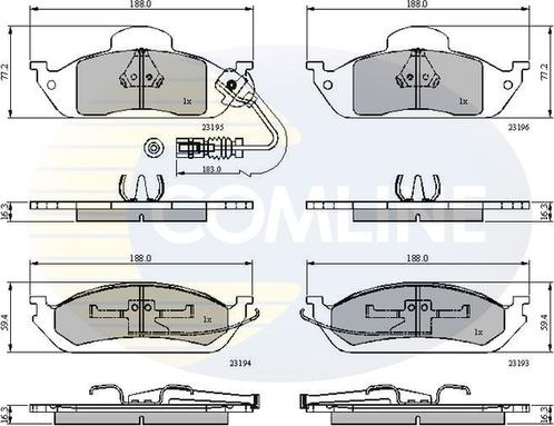Comline CBP1911 - Тормозные колодки, дисковые, комплект autospares.lv