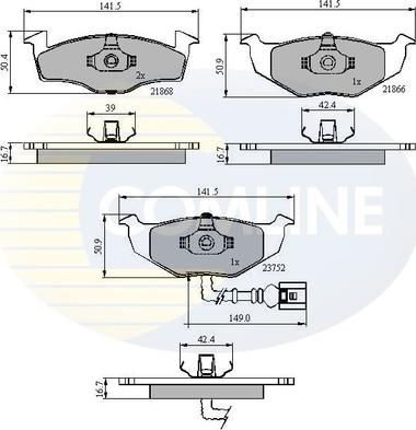 Comline CBP1707 - Тормозные колодки, дисковые, комплект autospares.lv