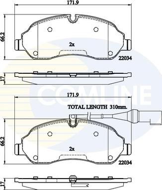 Comline CBP22214 - Тормозные колодки, дисковые, комплект autospares.lv