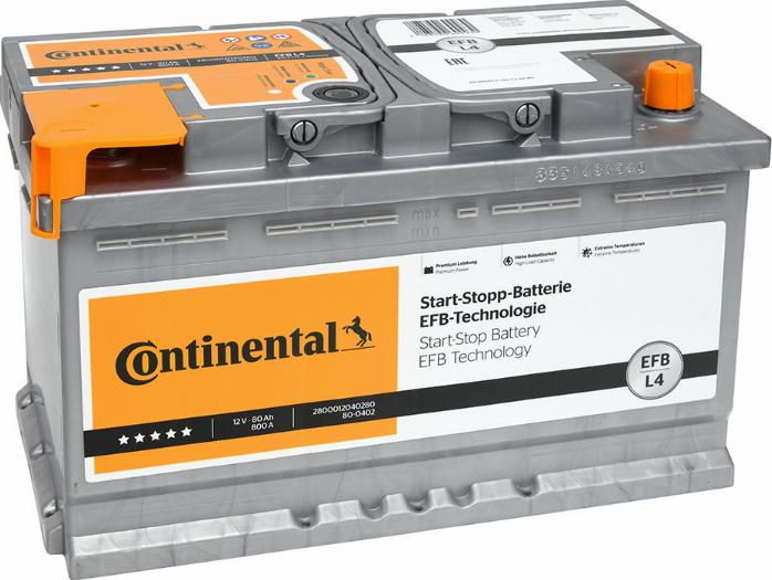Continental 2800012040280 - Стартерная аккумуляторная батарея, АКБ autospares.lv