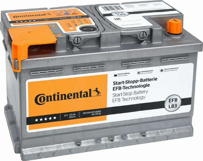 Continental 2800012004280 - Стартерная аккумуляторная батарея, АКБ autospares.lv