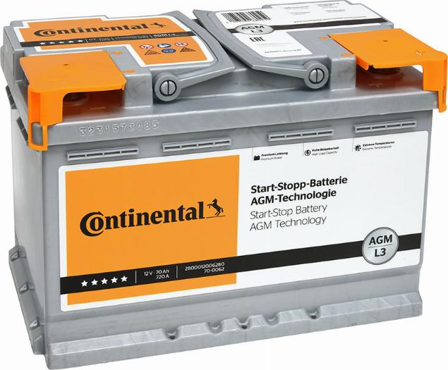 Continental 2800012006280 - Стартерная аккумуляторная батарея, АКБ autospares.lv
