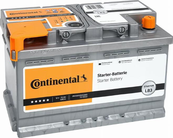 Continental 2800012022280 - Стартерная аккумуляторная батарея, АКБ autospares.lv