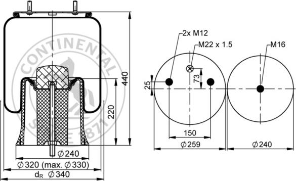 Contitech AIR Spring 4022 N P06 - Кожух пневматической рессоры autospares.lv