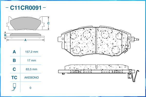 Cworks C11CR0091 - Тормозные колодки, дисковые, комплект autospares.lv