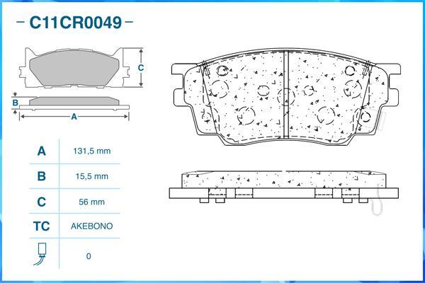 Cworks C11CR0049 - Тормозные колодки, дисковые, комплект autospares.lv