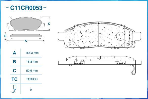 Cworks C11CR0053 - Тормозные колодки, дисковые, комплект autospares.lv