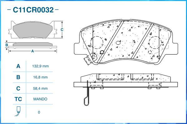 Cworks C11CR0032 - Тормозные колодки, дисковые, комплект autospares.lv