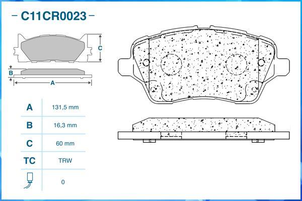 Cworks C11CR0023 - Тормозные колодки, дисковые, комплект autospares.lv