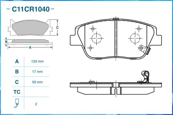 Cworks C11CR1040 - Тормозные колодки, дисковые, комплект autospares.lv