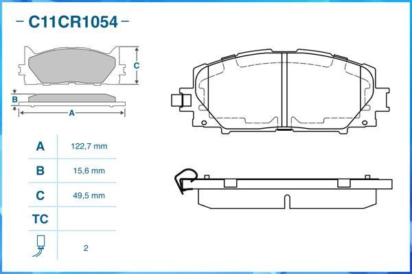 Cworks C11CR1054 - Тормозные колодки, дисковые, комплект autospares.lv