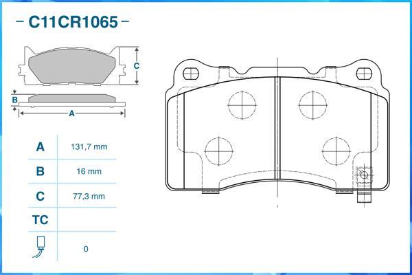 Cworks C11CR1065 - Тормозные колодки, дисковые, комплект autospares.lv