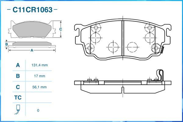 Cworks C11CR1063 - Тормозные колодки, дисковые, комплект autospares.lv