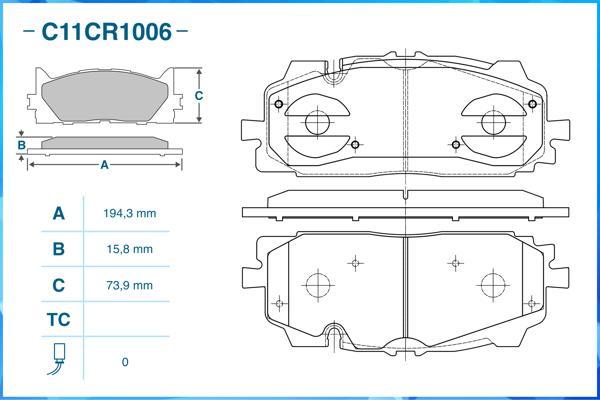 Cworks C11CR1006 - Тормозные колодки, дисковые, комплект autospares.lv