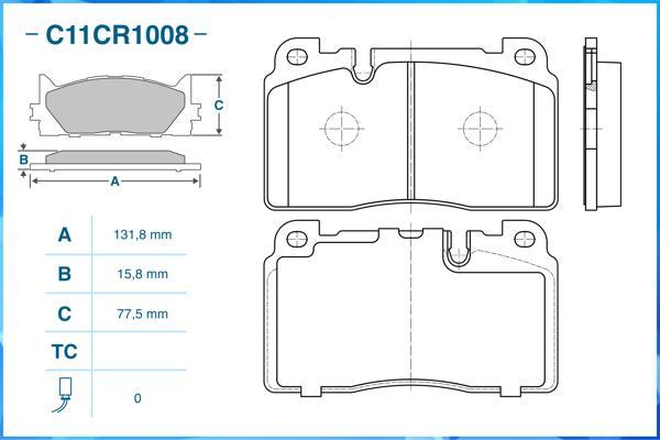 Cworks C11CR1008 - Тормозные колодки, дисковые, комплект autospares.lv