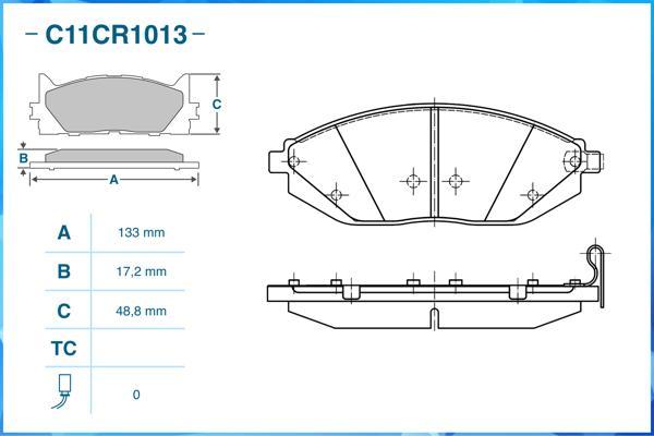 Cworks C11CR1013 - Тормозные колодки, дисковые, комплект autospares.lv