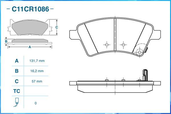 Cworks C11CR1086 - Тормозные колодки, дисковые, комплект autospares.lv