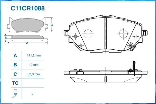 Cworks C11CR1088 - Тормозные колодки, дисковые, комплект autospares.lv