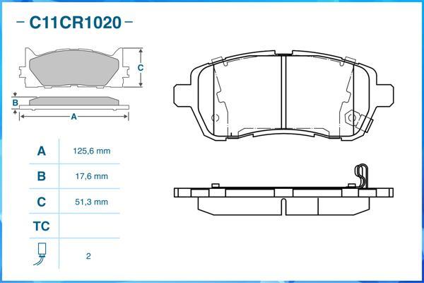 Cworks C11CR1020 - Тормозные колодки, дисковые, комплект autospares.lv