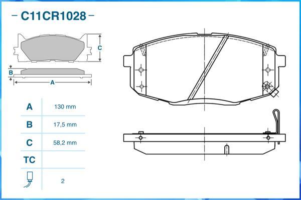 Cworks C11CR1028 - Тормозные колодки, дисковые, комплект autospares.lv