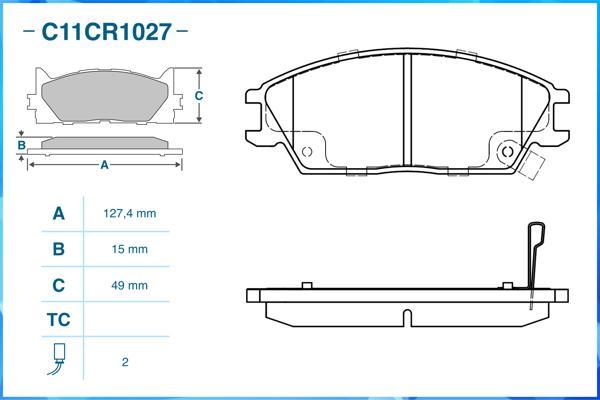 Cworks C11CR1027 - Тормозные колодки, дисковые, комплект autospares.lv