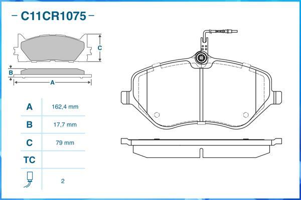 Cworks C11CR1075 - Тормозные колодки, дисковые, комплект autospares.lv