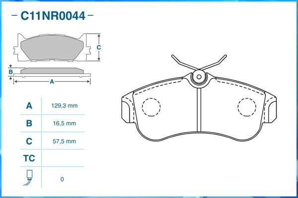 Cworks C11NR0044 - Тормозные колодки, дисковые, комплект autospares.lv