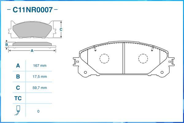 Cworks C11NR0007 - Тормозные колодки, дисковые, комплект autospares.lv