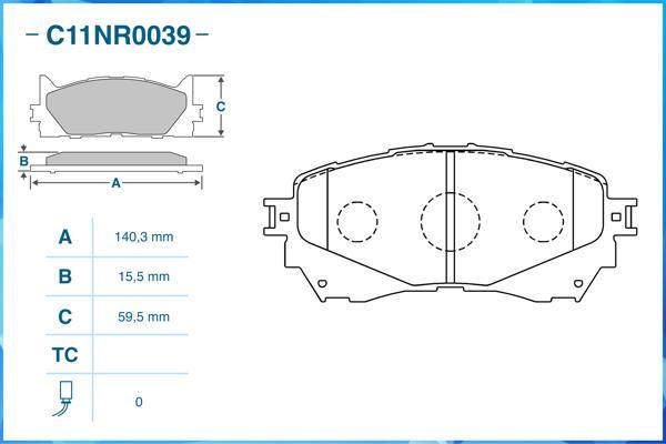 Cworks C11NR0039 - Тормозные колодки, дисковые, комплект autospares.lv