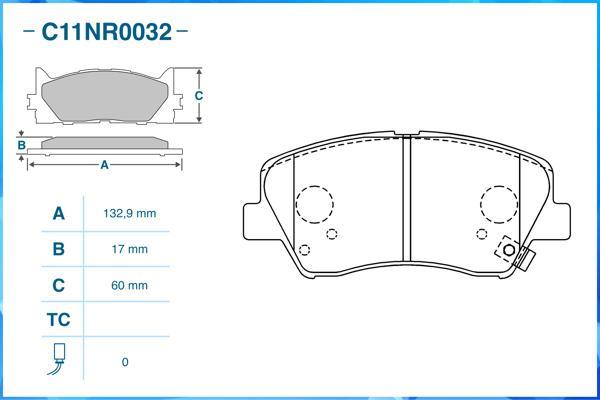 Cworks C11NR0032 - Тормозные колодки, дисковые, комплект autospares.lv