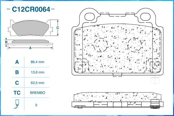 Cworks C12CR0064 - Тормозные колодки, дисковые, комплект autospares.lv