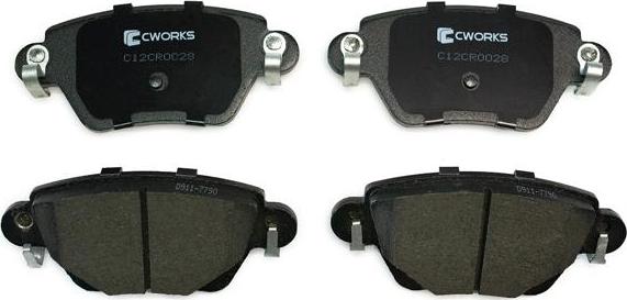 Cworks C12CR0028 - Тормозные колодки, дисковые, комплект autospares.lv