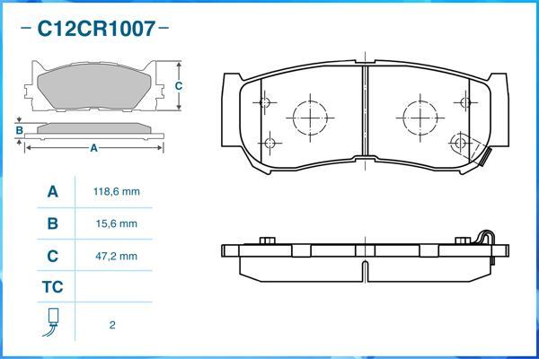 Cworks C12CR1007 - Тормозные колодки, дисковые, комплект autospares.lv