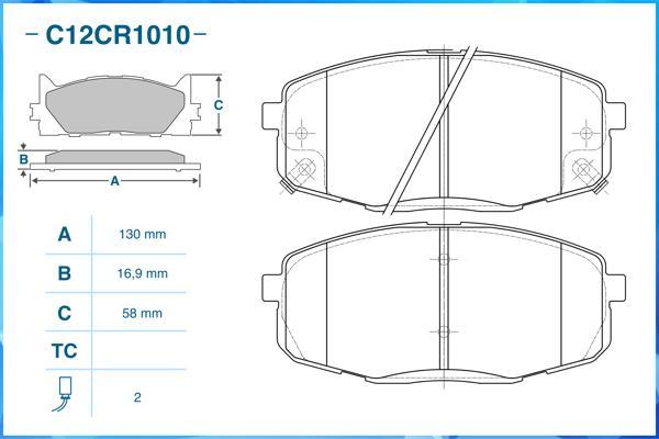 Cworks C12CR1010 - Тормозные колодки, дисковые, комплект autospares.lv