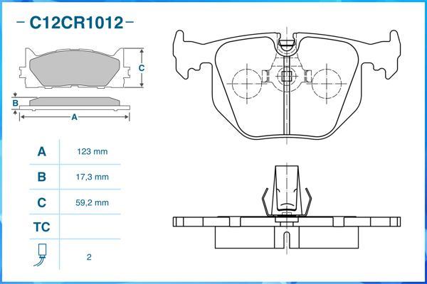 Cworks C12CR1012 - Тормозные колодки, дисковые, комплект autospares.lv