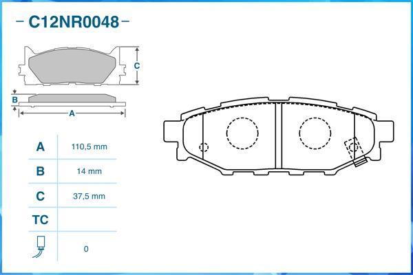 Cworks C12NR0048 - Тормозные колодки, дисковые, комплект autospares.lv