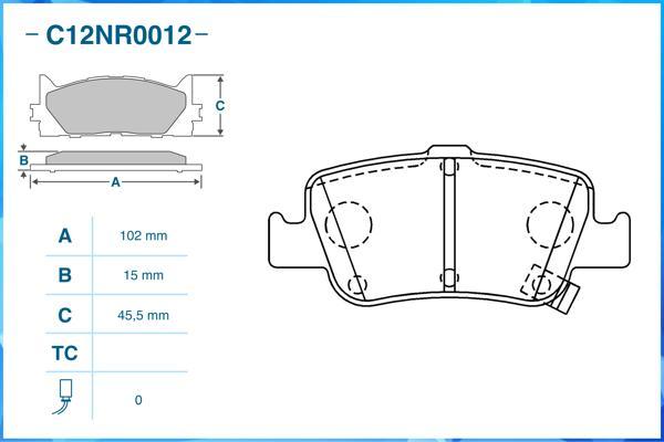 Cworks C12NR0012 - Тормозные колодки, дисковые, комплект autospares.lv