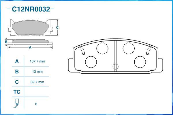 Cworks C12NR0032 - Тормозные колодки, дисковые, комплект autospares.lv