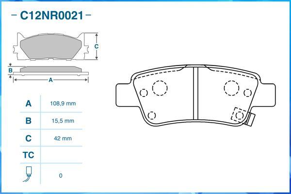 Cworks C12NR0021 - Тормозные колодки, дисковые, комплект autospares.lv