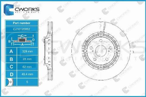 Cworks C210120952 - Тормозной диск autospares.lv