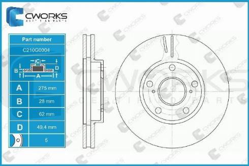 Cworks C210G0004 - Тормозной диск autospares.lv