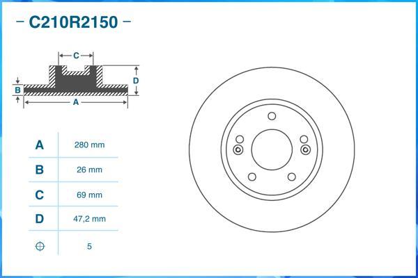 Cworks C210R2150 - Тормозной диск autospares.lv