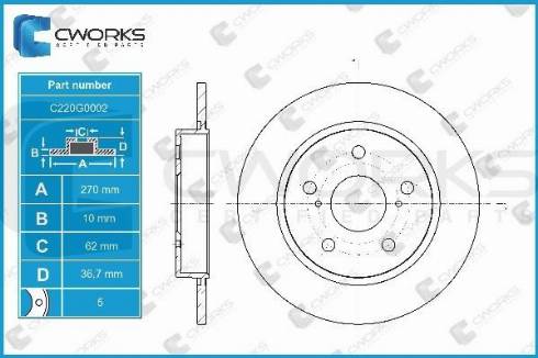 Cworks C220G0002 - Тормозной диск autospares.lv