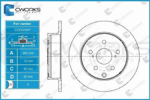 Cworks C220G0007 - Тормозной диск autospares.lv