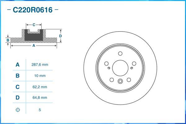 Cworks C220R0616 - Тормозной диск autospares.lv