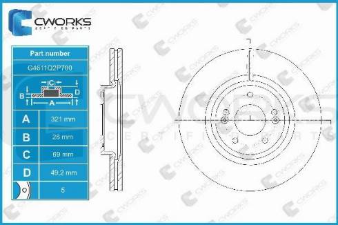 Cworks G4611Q2P700 - Тормозной диск autospares.lv