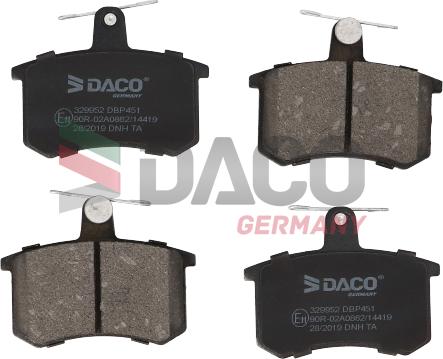 DACO Germany 329952 - Тормозные колодки, дисковые, комплект autospares.lv