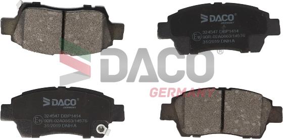 DACO Germany 324547 - Тормозные колодки, дисковые, комплект autospares.lv