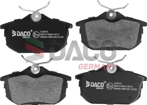 DACO Germany 324815 - Тормозные колодки, дисковые, комплект autospares.lv