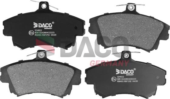 DACO Germany 324822 - Тормозные колодки, дисковые, комплект autospares.lv